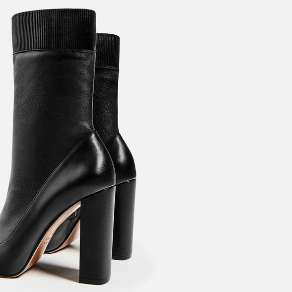 ZARA HIGH HEEL BLACK STRETCH ANKLE/CALF BOOT - Picture 3 of 7